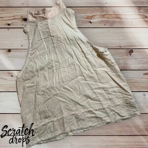 Bella Dahl Sleeveless Fringe Hem Top Women’s Large Cream Beige Tank Blouse W01